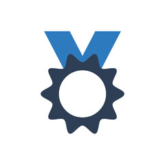 Award Symbol, Badge Icon, Medal, Label vector Fill Icon, Award Symbol, Badge Pictogram, Medal icon isolated on white background