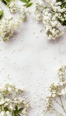 Beautiful minimalistic spring abstract background with soft white tones and delicate design elements