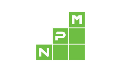 NPM initial letter financial logo design vector template. economics, growth, meter, range,  profit, loan, graph, finance, benefits, economic, increase, arrow up, grade, grew up, topper, company, scale