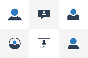 User Icon Set Vector. Profile Icon Bundle in Circle and Message Icon isolated on white background