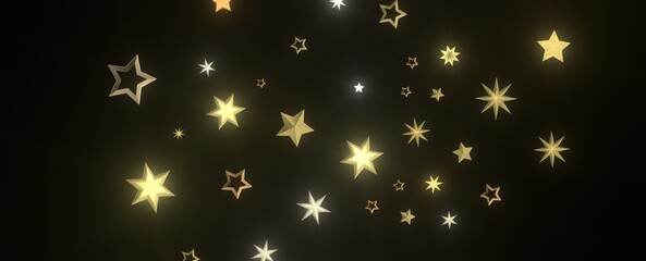 Fototapeta na wymiar XMAS stars background, sparkle lights confetti falling. magic shining Flying christmas stars on night