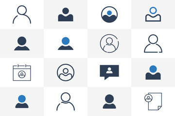 Profile Icon Set Vector. User Icon Bundle in Circle, Calendar, Message Icon, and Document Icon