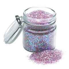 Jar of Sparkling Pink Glitter PNG, Transparent Image without background, Concept of creativity, arts and crafts, and decorative projects