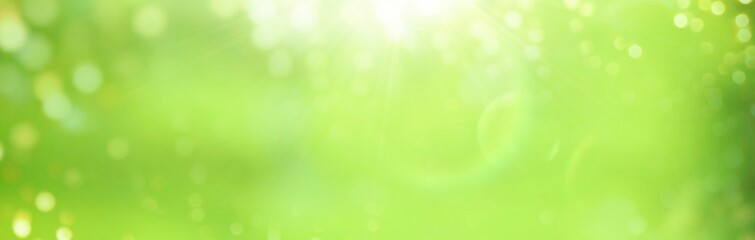 Spring background - abstract green banner, with bokeh light