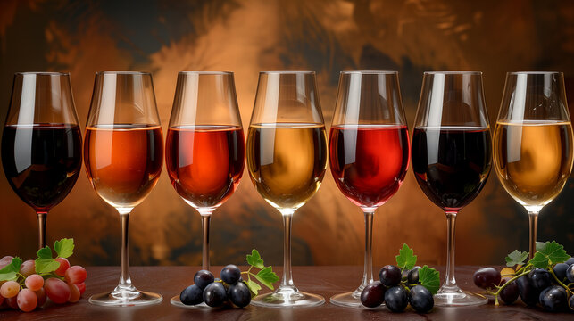 Assortment of wines for tasting. Glasses of wine. Wine header image.