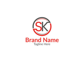 SK logo, Letter SK, SK letter logo design vector with red and gray colors. SK Letter Logo Design. 
