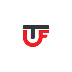UTF logo. UTF design. Black and red TUF letter. TUF letter logo design. Initial letter UTF 