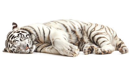 White Bengal Tiger on white or transparent background. PNG