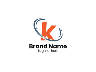 K logo. K design. K letter logo design vector with oval shape marketing logo.