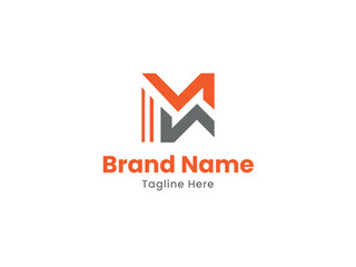 Initial letters MN logo icon. NM letter logo design vector with orange and gray colors. MN Letter Logo Design. 