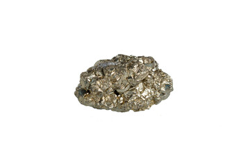 pyrite mineral stone macro on white background