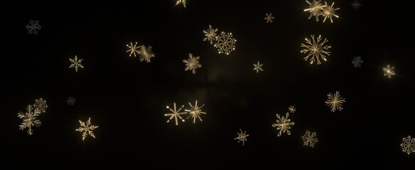 Festive Snowstorm: Magnificent 3D Illustration Showcasing Falling Christmas Snowflakes