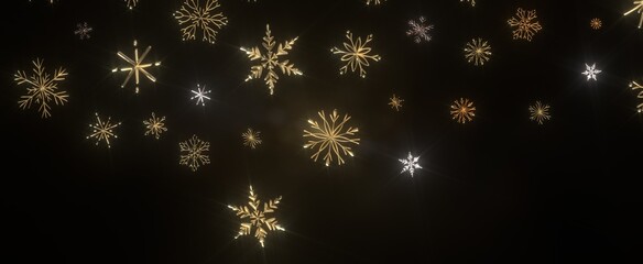 Falling snow at night. Bokeh lights