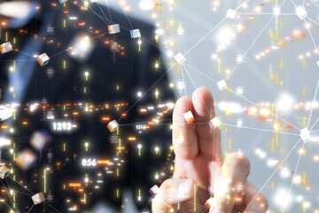 Neural network 3D illustration. Big data and cybersecurity