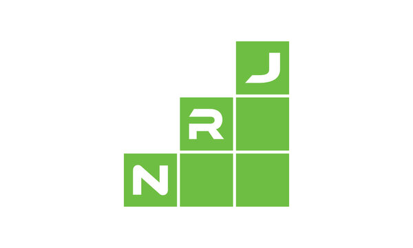 NRJ initial letter financial logo design vector template. economics, growth, meter, range,  profit, loan, graph, finance, benefits, economic, increase, arrow up, grade, grew up, topper, company, scale