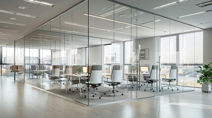 Sleek Modern Office with Glass Partitions