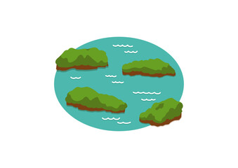 海に浮かぶ島々のイラスト