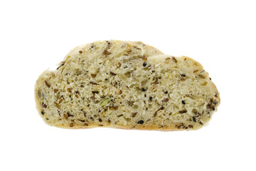 Fototapeta na wymiar Handmade organic baked crust fresh bread slice isolated background texture. Macro closeup.