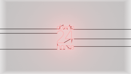 Abierto 24 h neón rojo alfa.