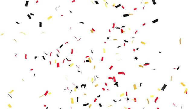 celebration with red yellow black confetti jets with separated alpha channel - 3D rendering