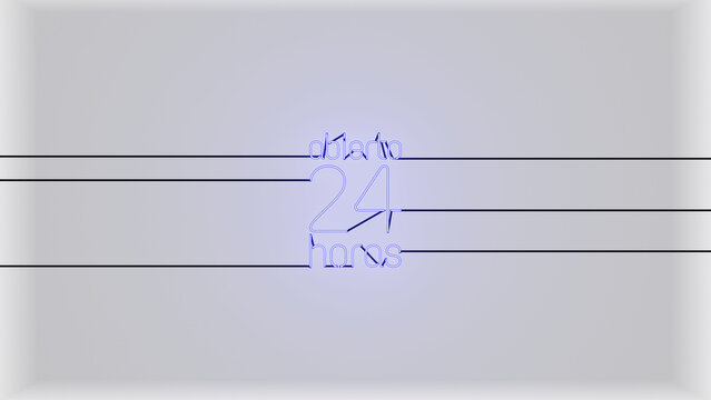 Abierto 24 h neón azul alfa.