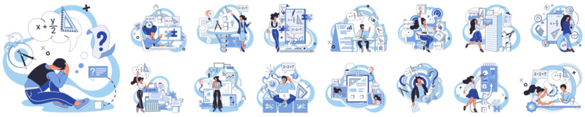 Mathematics vector illustration. Mathematical intelligence thrives when logic and calculation dance together in perfect harmony The science math equips minds with tools to navigate complexities