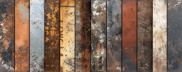 Aged Metal Panels with Rust and Patina Texture