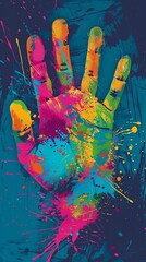 Colorful Paint Splatters on Persons Hand