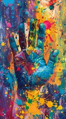 Hand Covered in Paint Splatters