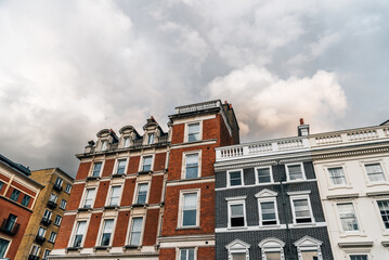 Fototapeta na wymiar Low angle view of old luxury residential building in London