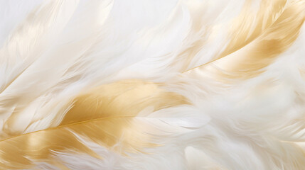 background white and gold  feathers, airy design, texture feathers, minimalist, softness,  light, elegant
