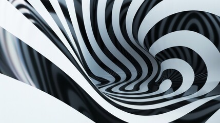 Abstract Black and White Background With Wavy Lines