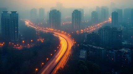 Fototapeta na wymiar The modern city.Beautiful highway. futuristic skyscraper. generative ai art