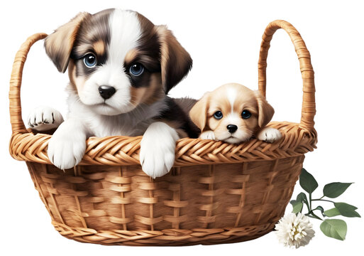 puppy in Basket generated AI
