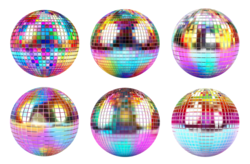 Set of shiny disco mirror balls, cut out