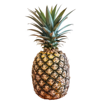 Ripe Pineapple with Crown PNG, Transparent Image without background, Concept of Juicy Fruit and Natural Sweetness