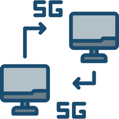 5G Line Grey Filled Icon