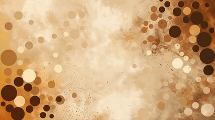 champagne color background with dark brown color abstract dots and rounds