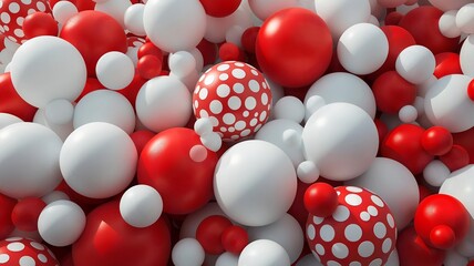 Red and white 3d balls abstract design background 