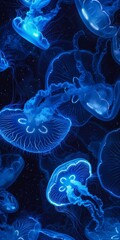 Background Texture Pattern in the Style of Bio-luminescent Jellyfish Vinyl - Vinyl textures with glowing, bio-luminescent patterns inspired by jellyfish created with Generative AI Technology