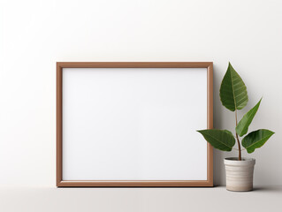 Stylish 43 White Picture Frame Mockup with Brown Border
