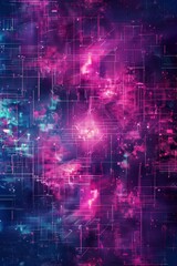 Background Texture Pattern in the Style of Quantum Computing Aesthetics - Designs inspired by the visual representation of quantum bits and computing processes created with Generative AI Technology