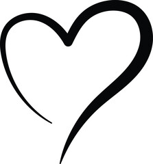 Vector calligraphic black heart shape isolated on white background.