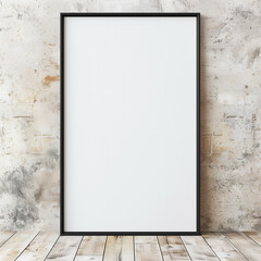 Fine Black Frame on Wooden Floor with Empty Wall