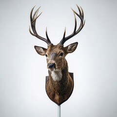 deer head trophy on white
