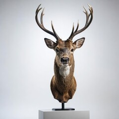 deer head trophy on white
