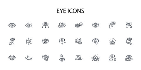 Eye icon set.vector.Editable stroke.linear style sign for use web design,logo.Symbol illustration.