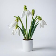 Naklejka na ściany i meble snowdrops in a vase on white 