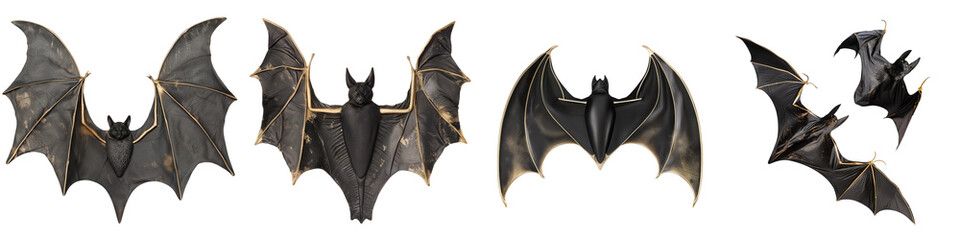 Variations of Flying Bats Isolated on Transparent Background. - obrazy, fototapety, plakaty