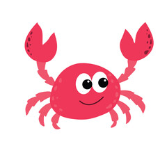 Vector illustration of cute crab. Hand drawn crab.